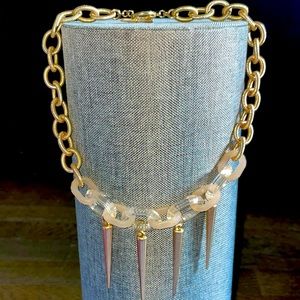 Gold Textured Spiked Link Necklace